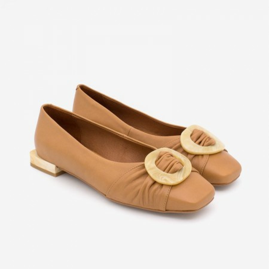 ANGEL ALARCON Ticora - Women'S Leather Flat With Beige Carey Trim And Heel | Spring - Summer - Ss