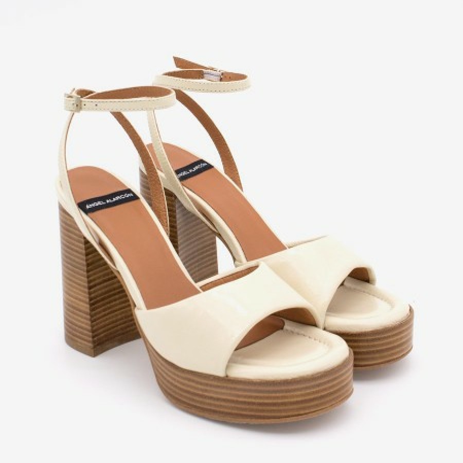 ANGEL ALARCON Esmar - Shiny Leather Padded Ankle Strap Sandal With Wide Heel And Platform | Spring - Summer - Ss