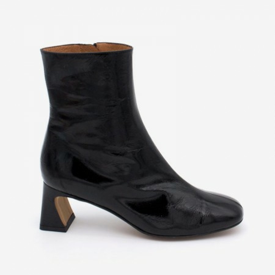 ANGEL ALARCON Parsons - Women'S Shinny Leather Booties With Comfortable Low Heels | Autumn - Winter - Aw