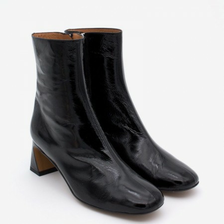 ANGEL ALARCON Parsons - Women'S Shinny Leather Booties With Comfortable Low Heels | Autumn - Winter - Aw