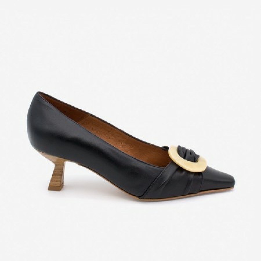 ANGEL ALARCON Winnie - Women'S Leather Pump With Low Heel And Carey Trim | Spring - Summer - Ss