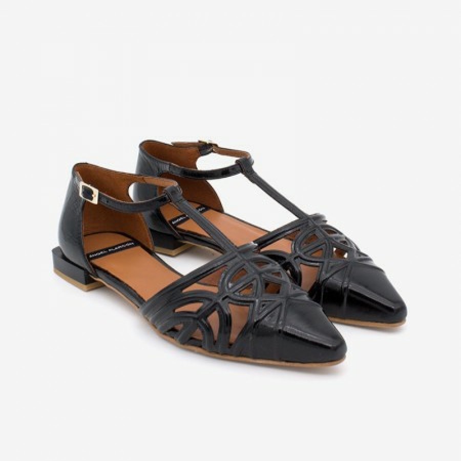 ANGEL ALARCON Namia - Leather Flat T-Strap D'Orsay | Spring - Summer - Ss