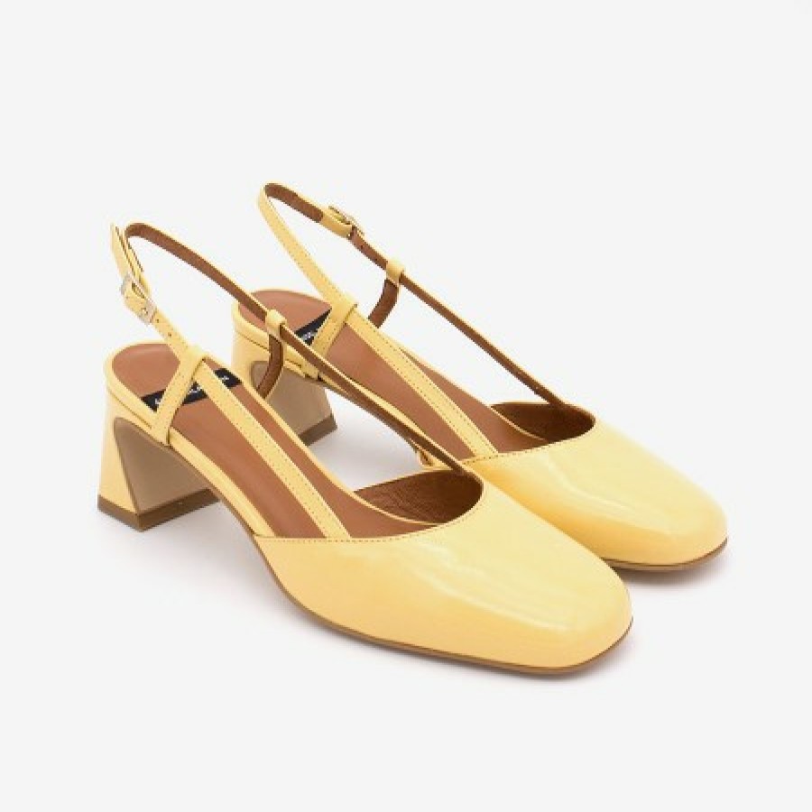 ANGEL ALARCON Darby- Shiny Leather Slingback Pumps With Medium Heel | Spring - Summer - Ss