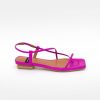 ANGEL ALARCON Julie - Metallized Leather Minimalist Strappy Flat Sandals | Last Units