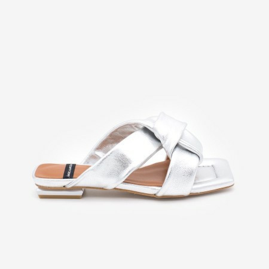 ANGEL ALARCON Amos - Padded Metallized Leather Flat Sandals | Spring - Summer - Ss