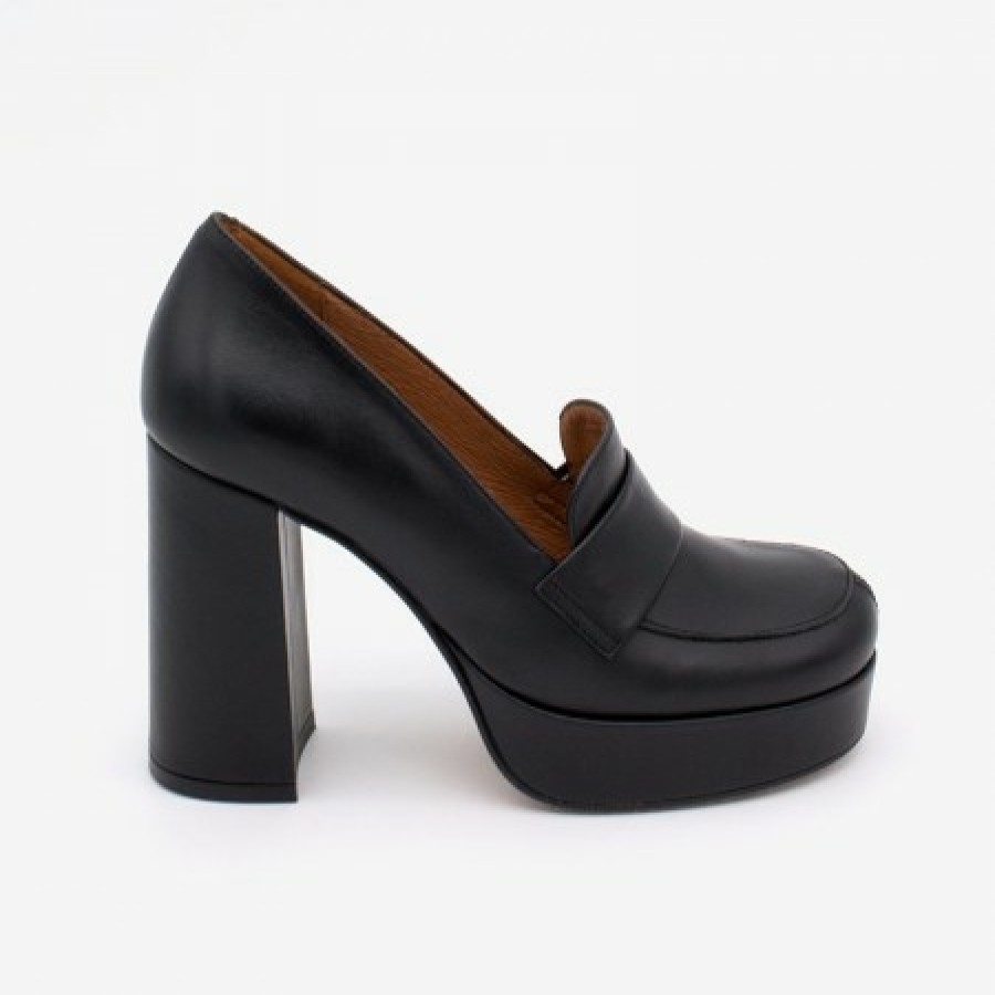 ANGEL ALARCON Petra - Women'S Leather Moccasins With Block High Heel And Platform | Autumn - Winter - Aw