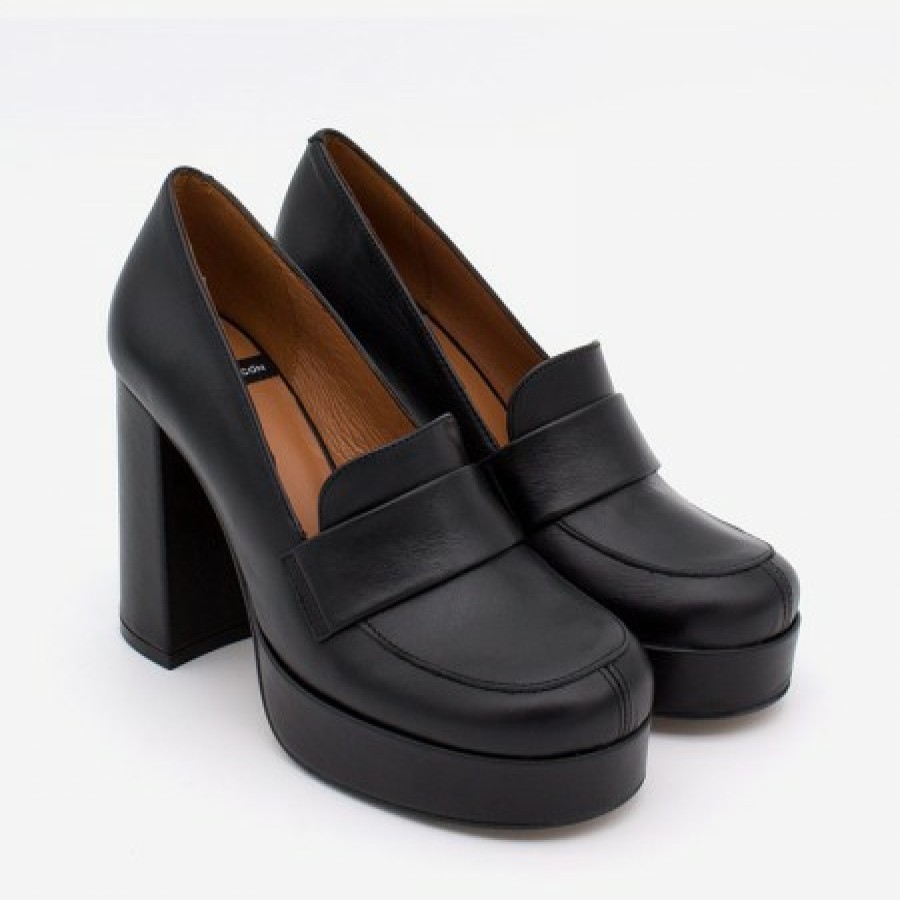 ANGEL ALARCON Petra - Women'S Leather Moccasins With Block High Heel And Platform | Autumn - Winter - Aw