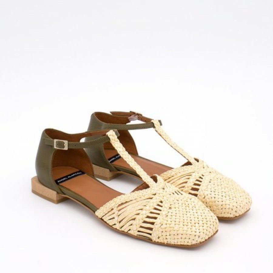 ANGEL ALARCON Tianica - Flat T-Strap Sandal In Natural Leather | Spring - Summer - Ss