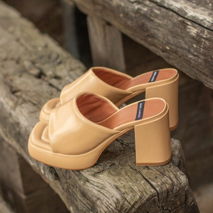ANGEL ALARCON Gabrielle - Leather Block High Heel & Platform Mule | Last Units