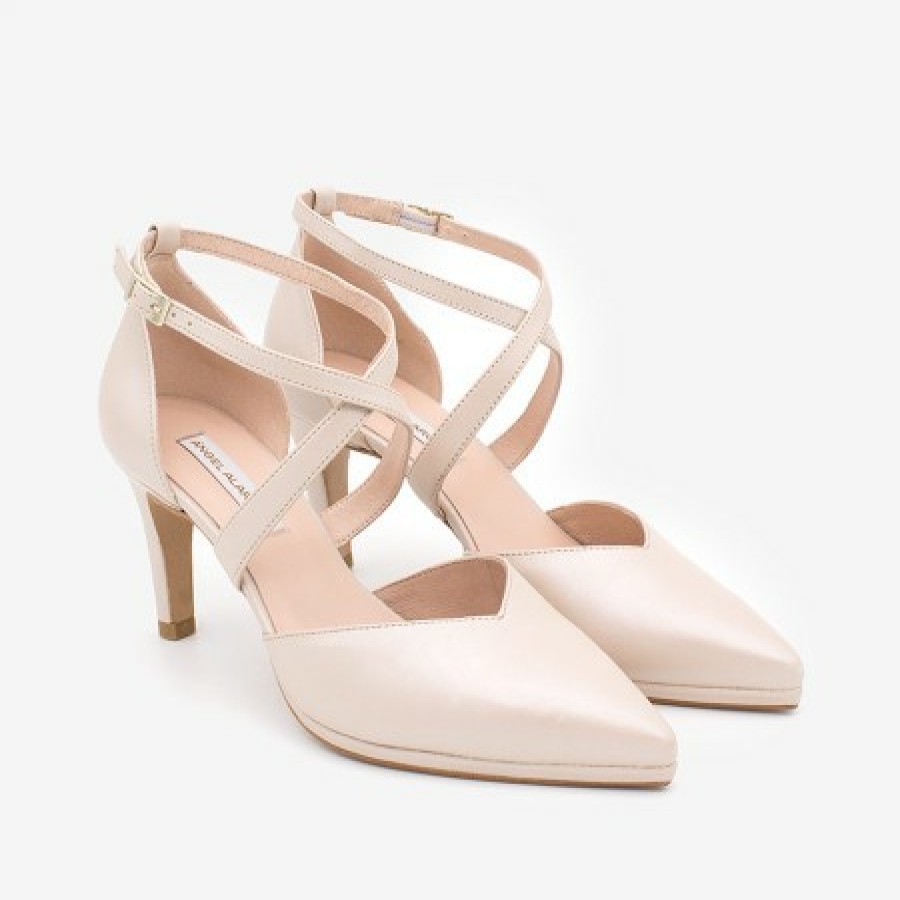 ANGEL ALARCON Liliam - Comfortable, Medium Heel And Low Platform Pearl Leather Pump | Wedding Shoes