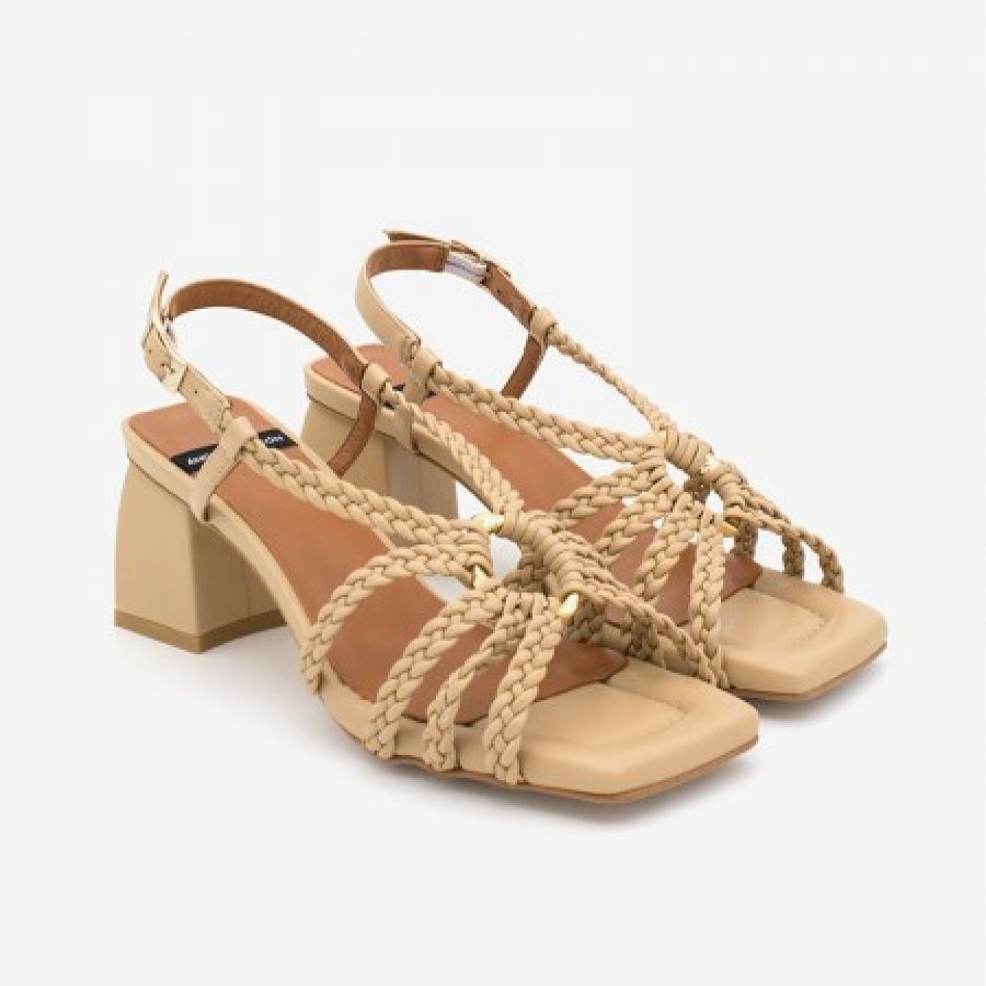 ANGEL ALARCON Rasira - Braided Vegan Leather Ankle Strap Sandal With Block Heel | Spring - Summer - Ss
