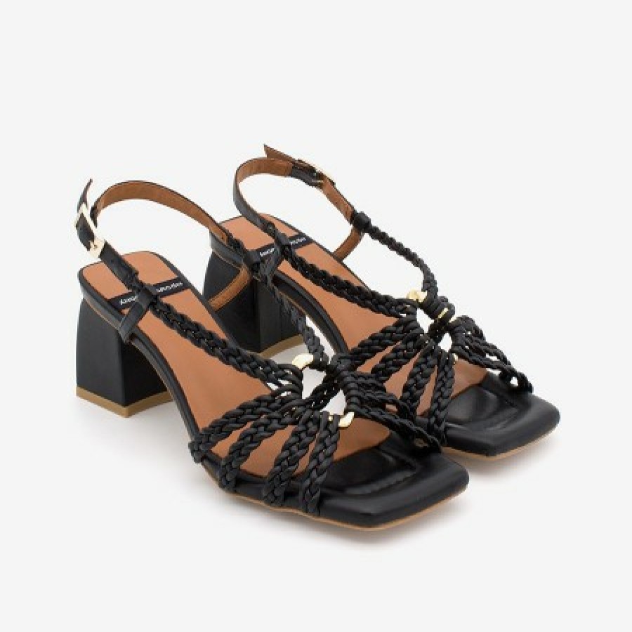 ANGEL ALARCON Rasira - Braided Vegan Leather Ankle Strap Sandal With Block Heel | Spring - Summer - Ss