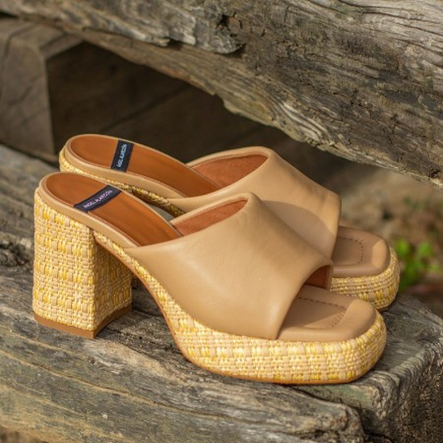 ANGEL ALARCON Gabrielle - Leather Block High Heel & Platform Mule | Last Units