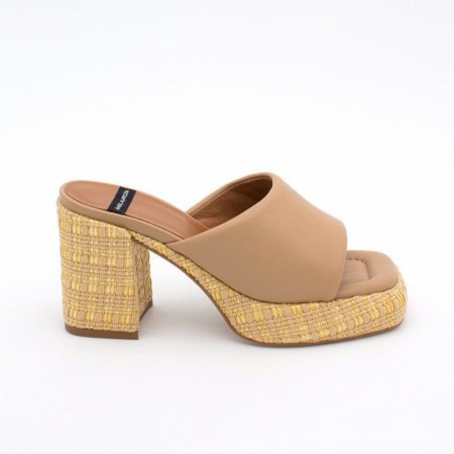 ANGEL ALARCON Gabrielle - Leather Block High Heel & Platform Mule | Last Units