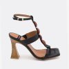 ANGEL ALARCON Masal - Leather Ankle T-Strap High Heel Sandal With Carey Ornament | Spring - Summer - Ss