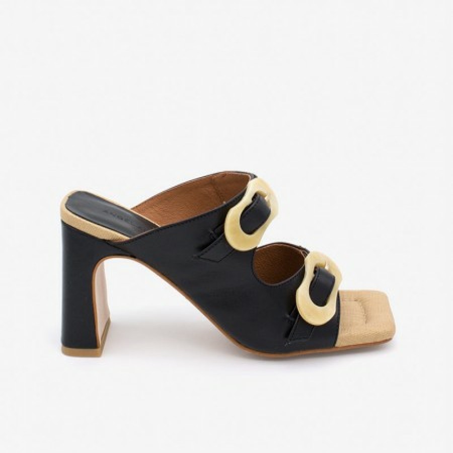 ANGEL ALARCON Palke - Leather Sandal With Beige Carey Buckles And High Heels | Spring - Summer - Ss