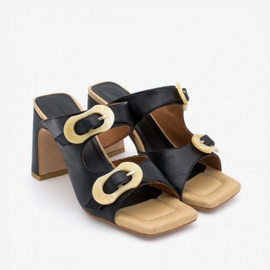 ANGEL ALARCON Palke - Leather Sandal With Beige Carey Buckles And High Heels | Spring - Summer - Ss