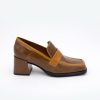 ANGEL ALARCON Peggy - Duotone Shiny Leather Women'S Moccasin With Block Heel | Autumn - Winter - Aw