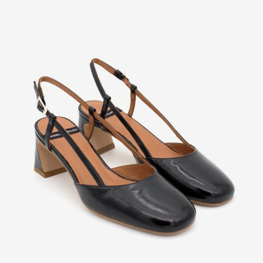 ANGEL ALARCON Darby- Shiny Leather Slingback Pumps With Medium Heel | Spring - Summer - Ss