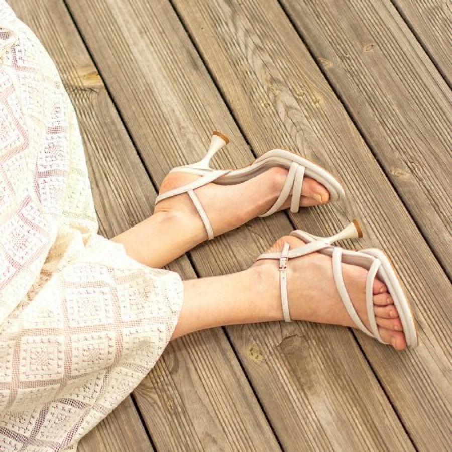 ANGEL ALARCON Cathy - Leather Padded Sandals With Conical Heel | Spring - Summer - Ss