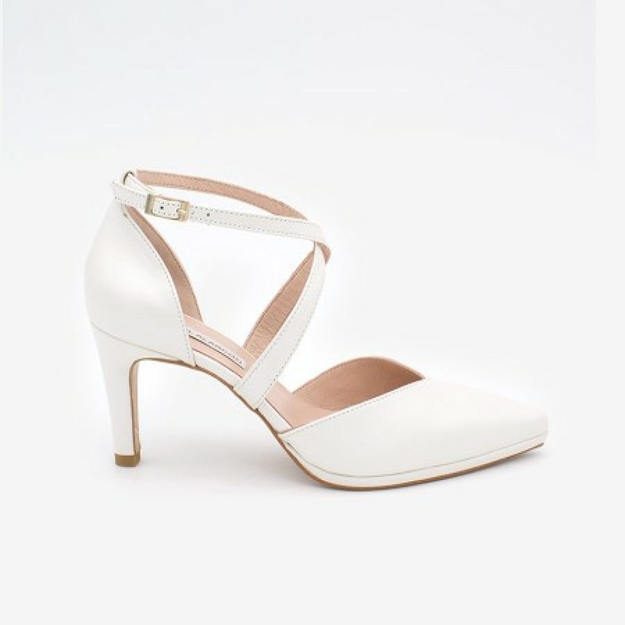ANGEL ALARCON Liliam - Comfortable, Medium Heel And Low Platform Pearl Leather Pump | Wedding Shoes