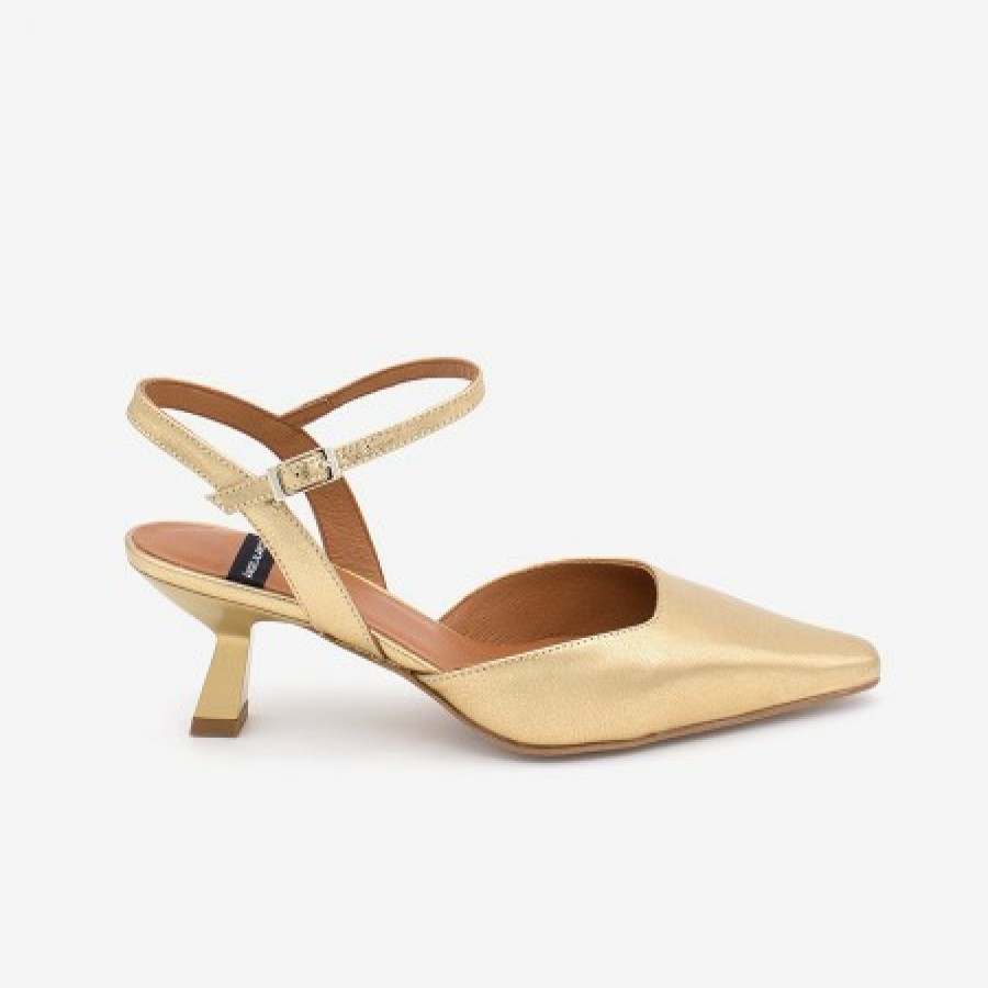 ANGEL ALARCON Wilma - Metallized Leather Ankle Strap Pointed Toe Low Heel. | Spring - Summer - Ss
